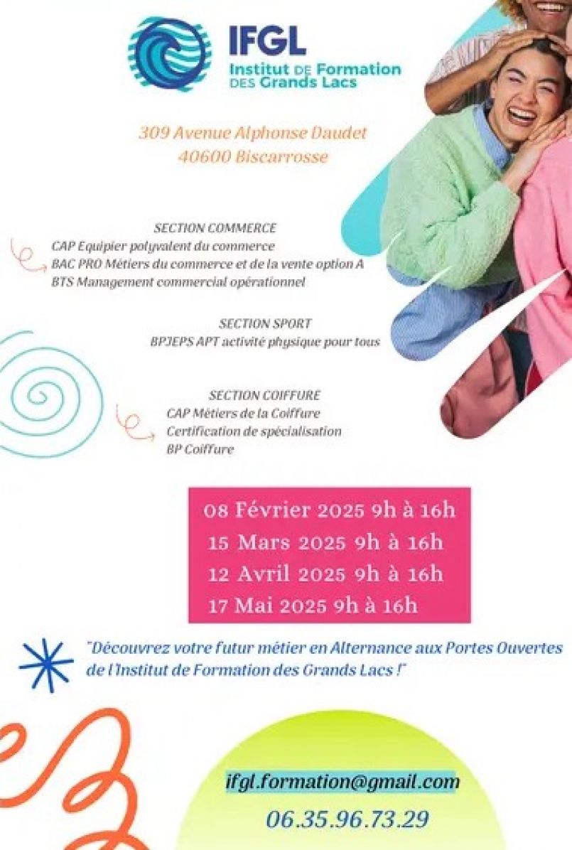 Le nord des Landes sapprte  accueillir lInstitut de Formations des Grands Lacs  Biscarrosse. Un ple Commerce, un ple Sport et un ple Coiffure seront proposs pour rpondre  une demande locale forte en matire de formation.